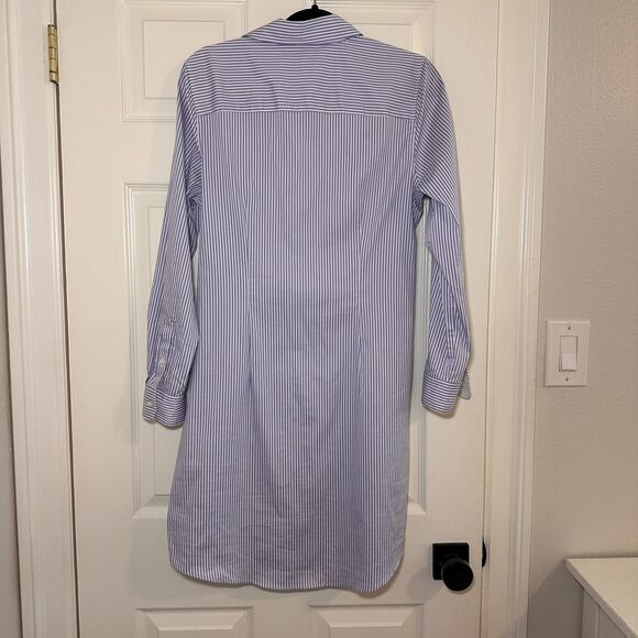 UNTUCKit Shirt Dress Amanda Blue White Striped Size 10 Nautical Preppy - Picture 2 of 8